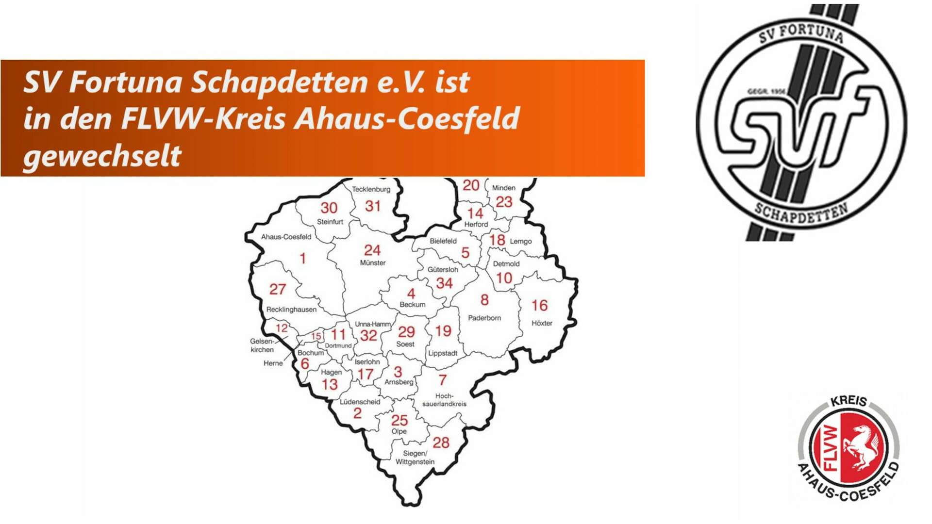 SV Fortuna Schapdetten e.V. ist in den FLVW-Kreis Ahaus-Coesfeld gewechselt